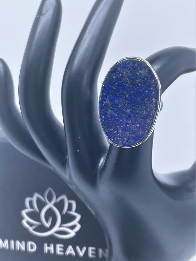 Big Oval Lapis Lazuli Sterling Silver Ring