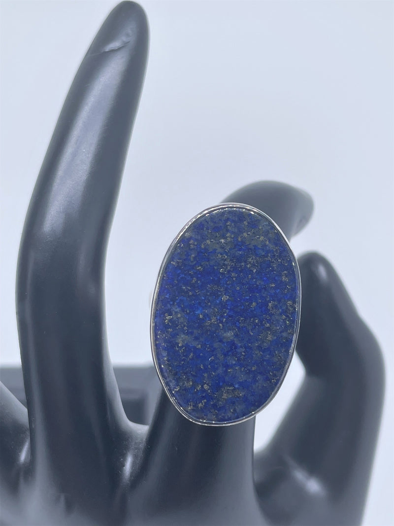 Big Oval Lapis Lazuli Sterling Silver Ring