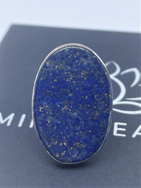 Big Oval Lapis Lazuli Sterling Silver Ring