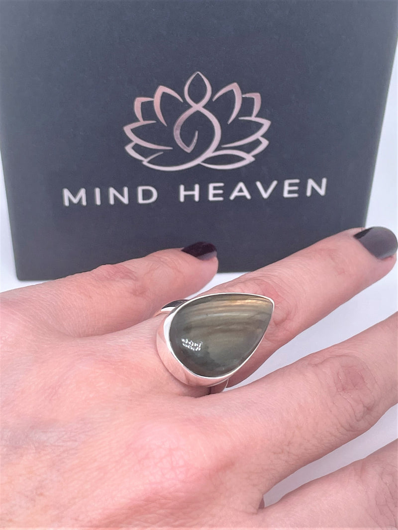 Drop Labradorite Sterling Silver Ring