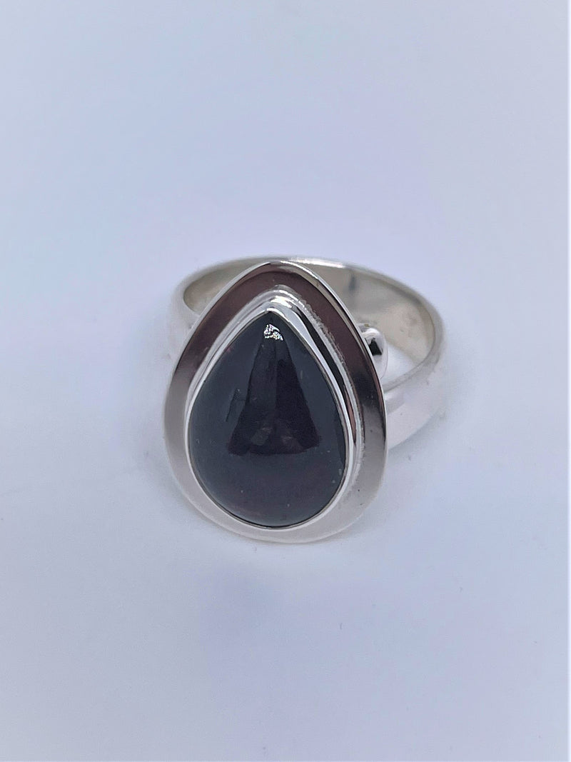 Garnet red drop Sterling Silver Ring