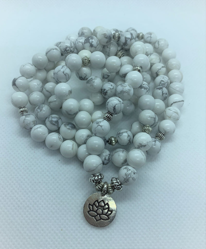 Howlite is often worn as a reminder of patience. The marbled stone is associated with inner calm, stress release, and soothing an overactive mind.