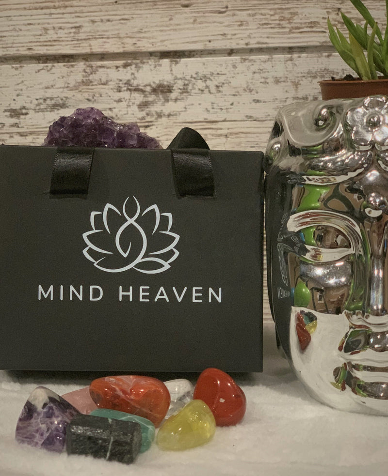 Starting set healing crystals: Clear Quartz, Amethyst, Lapis Lazuli, Green Aventurine, Citrine, Carnelian, Red Jasper