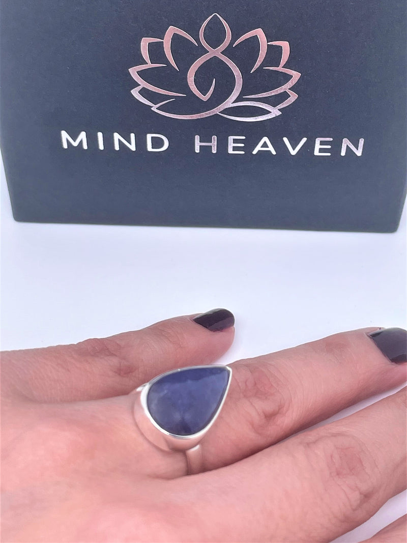 925 Silver Ring with Kyanite drop gemstone