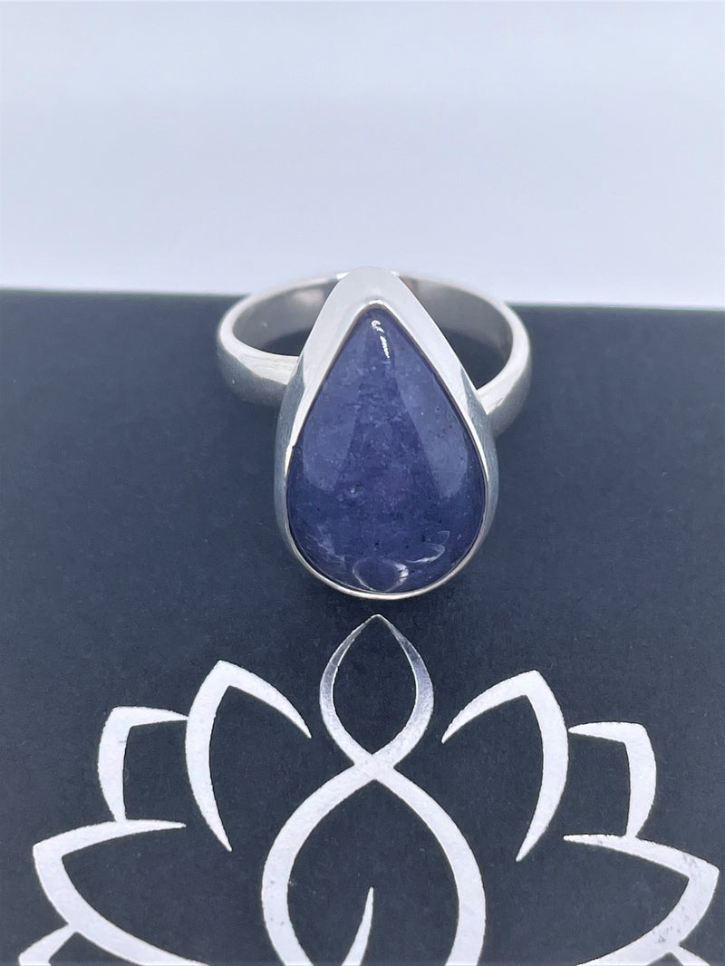 Sterling Silver Ring with Kyanite drop gemstone
