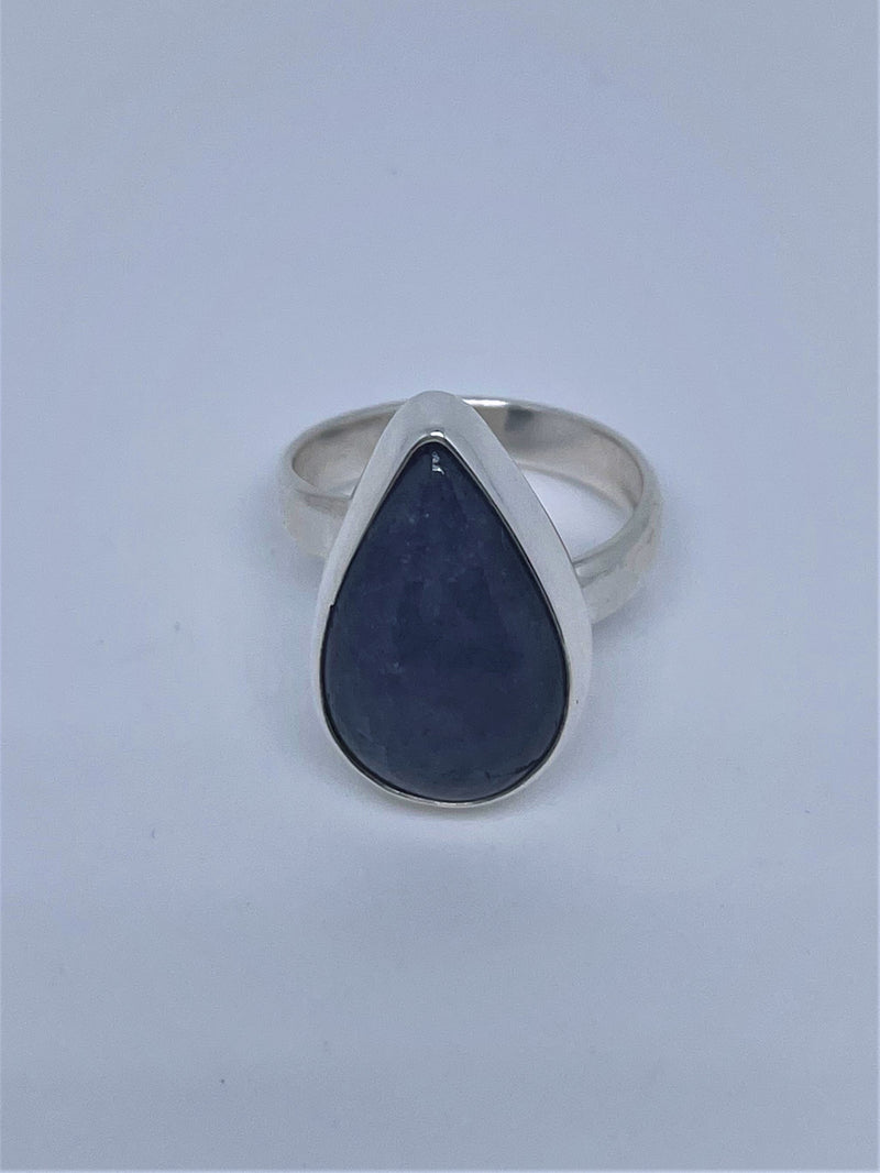 silver ring with kyanite gemstone