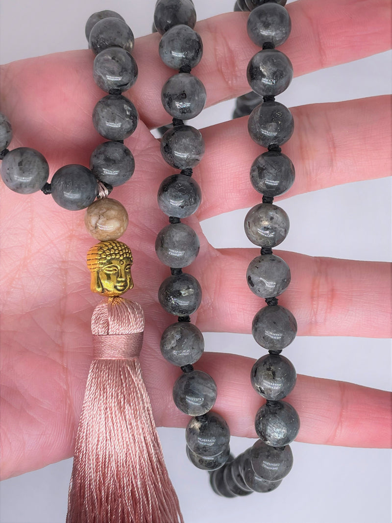Mynd-Mystic 108 Mala Necklace labradorite and Sunstone