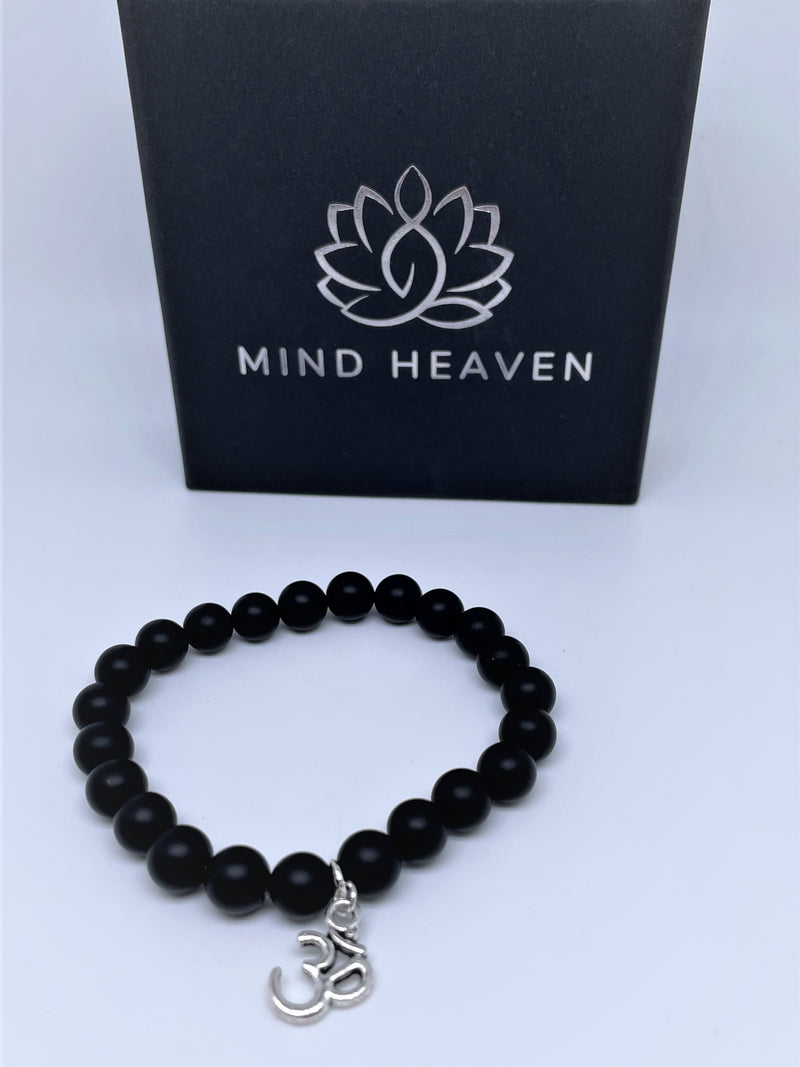 Power-Me Black onyx beads bracelet with OM pendant
