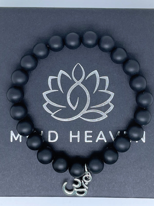 Power-Me Black onyx beads bracelet with OM pendant