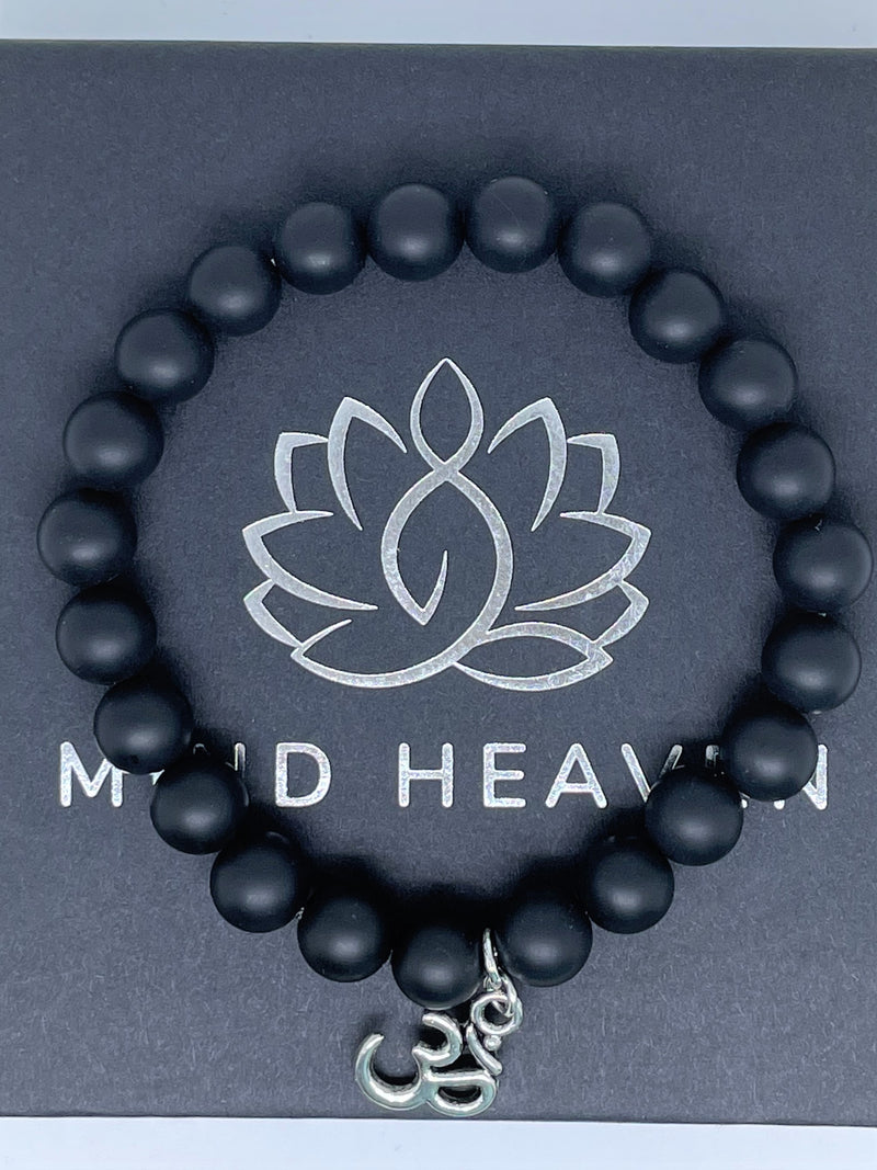Power-Me Black onyx beads bracelet with OM pendant