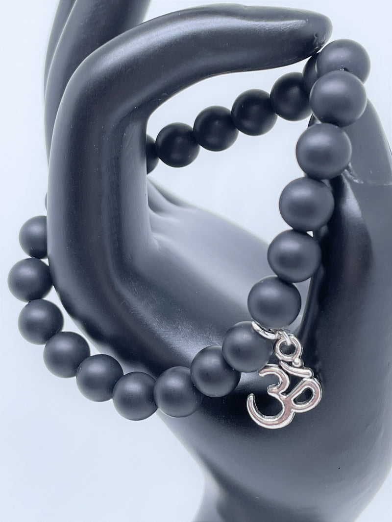 Power-Me Black onyx beads bracelet with OM pendant