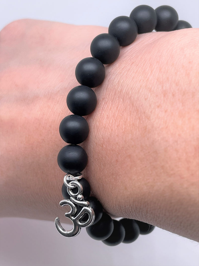 Power-Me Black onyx beads bracelet with OM pendant