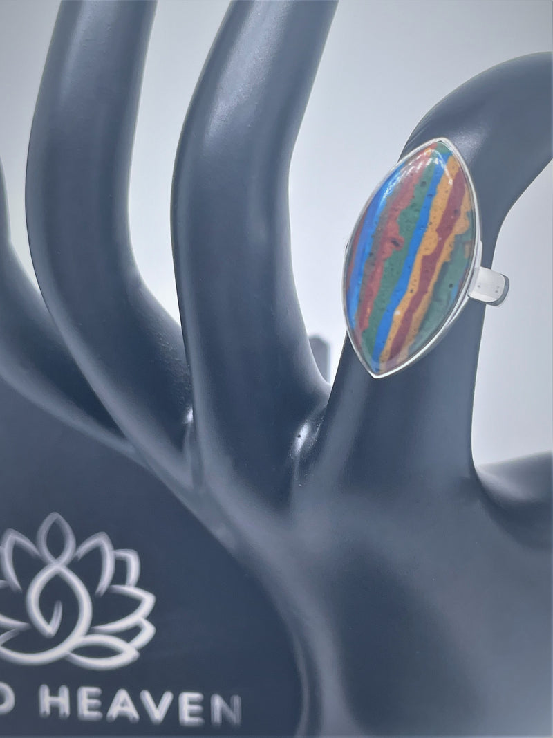 Rainbow Calsilica Sterling Silver Ring