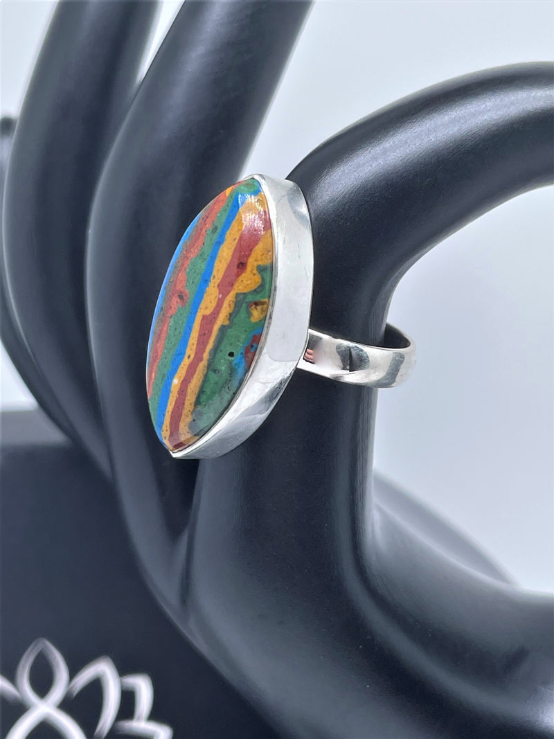 Rainbow Calsilica Sterling Silver Ring