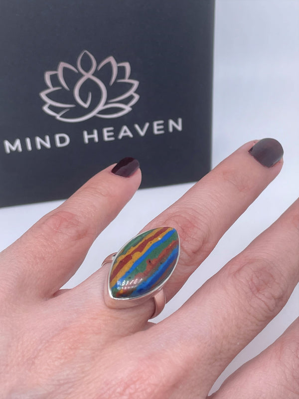 Rainbow Calsilica Sterling Silver Ring