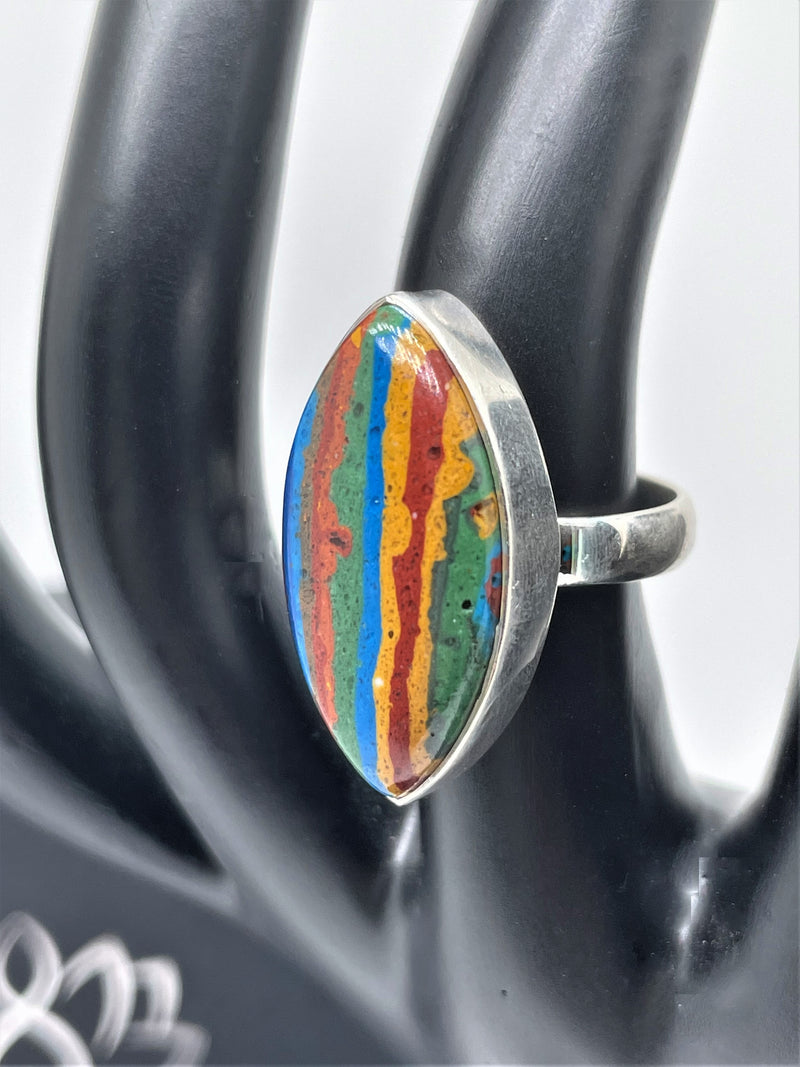 Rainbow Calsilica Sterling Silver Ring