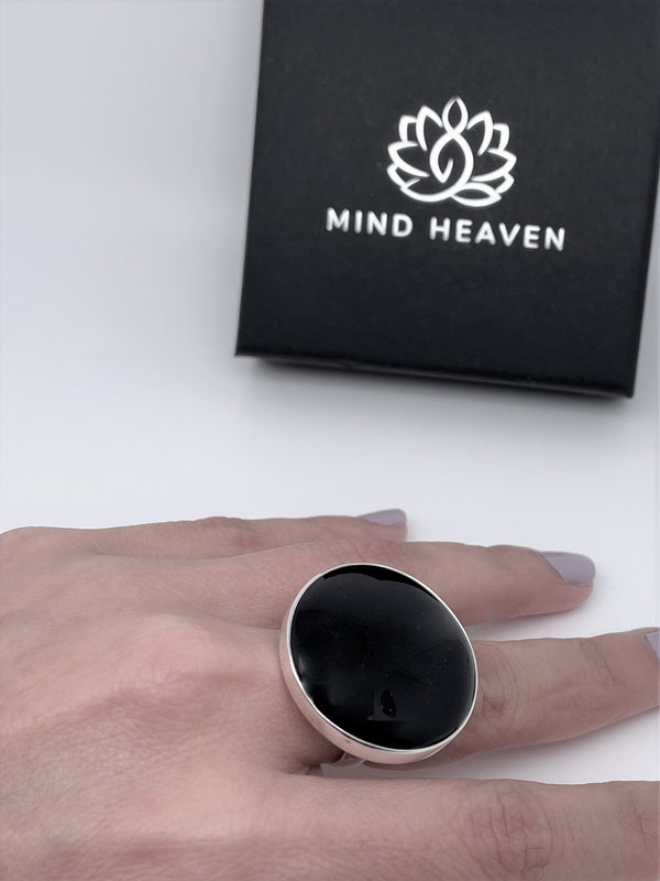 Black Onyx adjustable .925 silver Ring