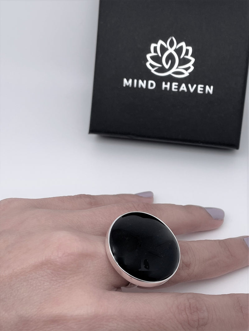 Black Onyx adjustable .925 silver Ring