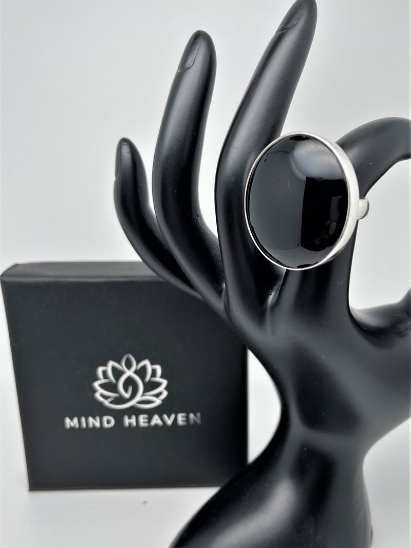 Black Onyx adjustable .925 silver Ring