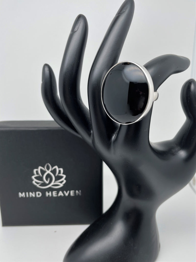 Black Onyx adjustable .925 silver Ring