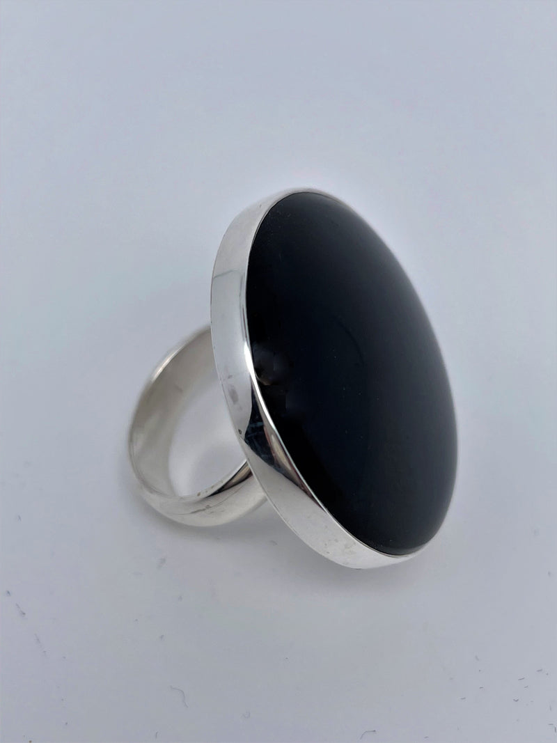 Black Onyx adjustable .925 silver Ring