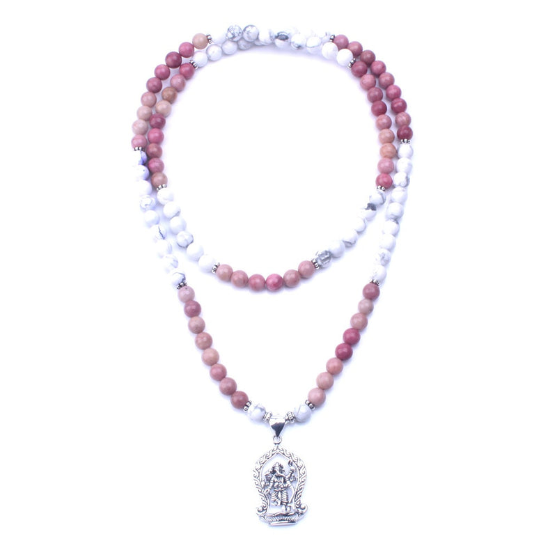 "Mynd-Inspiration" is a Stunning and elegant 108 hand-made mala necklace features black and white snowflakes with a Ganesha pendant. Bracelet